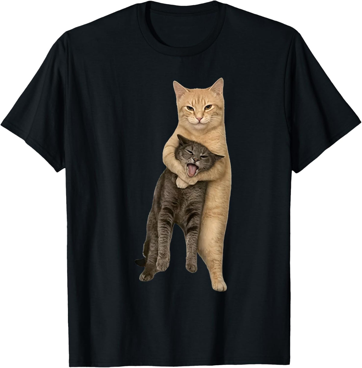 Orange Cat Tight Embrace Funny Choking Cat Meme T-Shirt