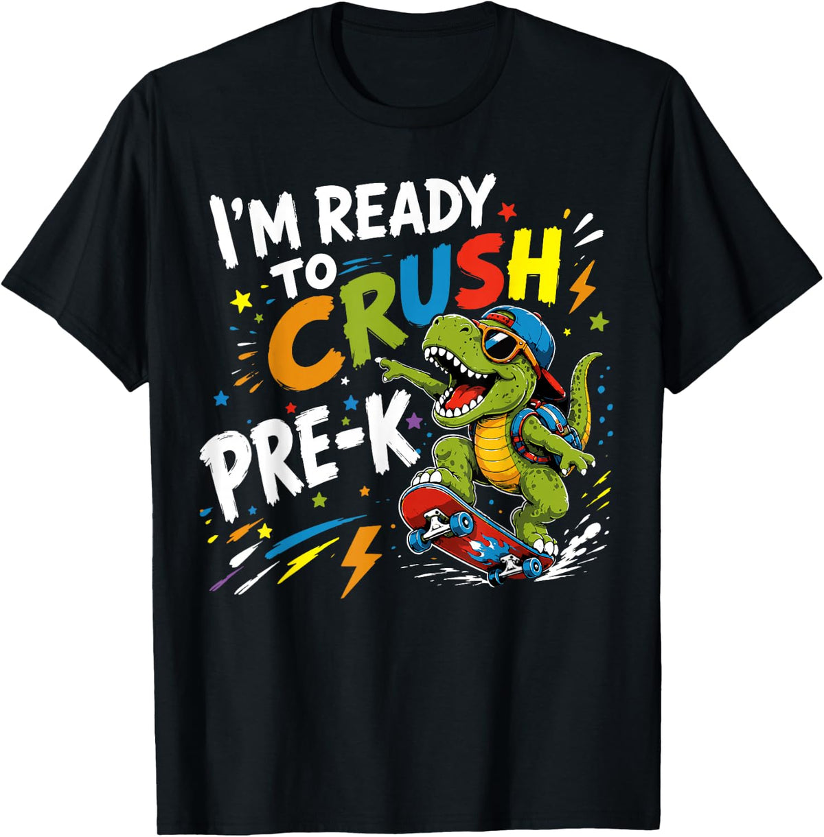 Ready to Crush Pre-K 1st Day of School Dinosaur Boys T-Shirt
