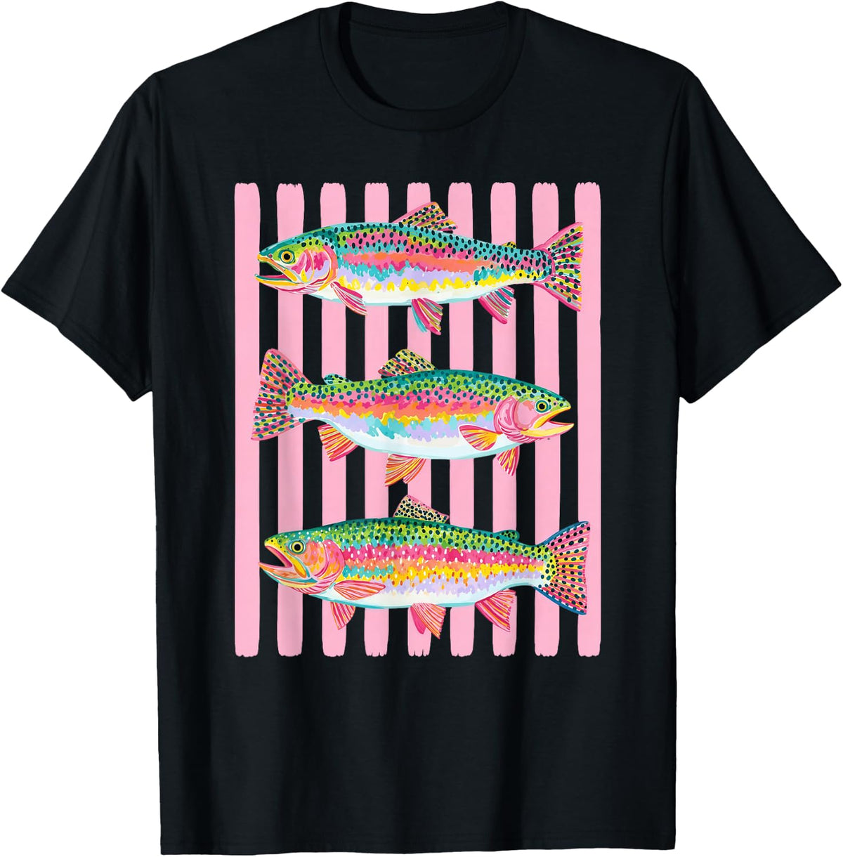 Colorful Rainbow Trout Preppy Summer Lake Life Fishing T-Shirt