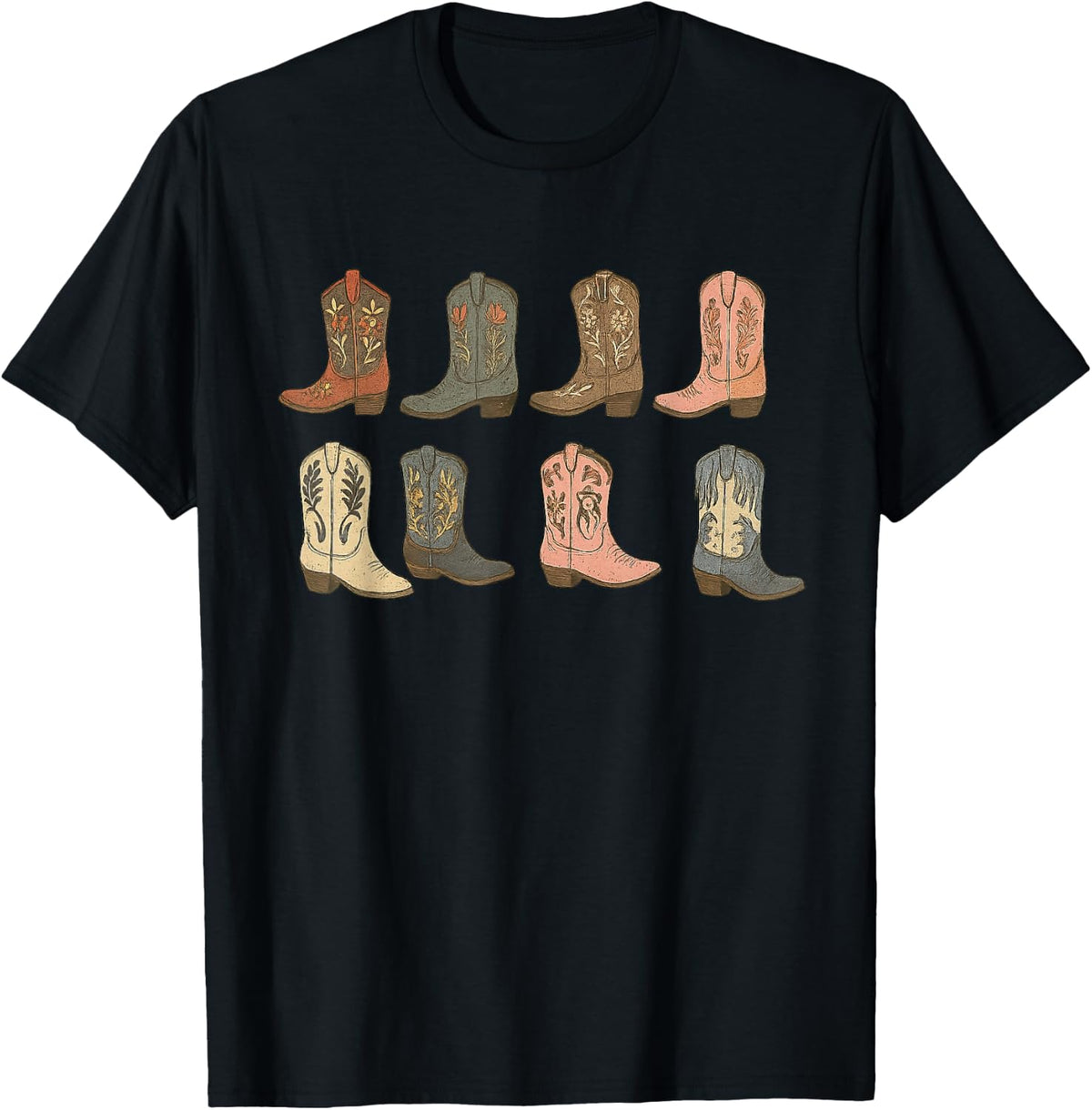 Cute Country Cowgirl Boots Cowboy Women Western Vintage T-Shirt