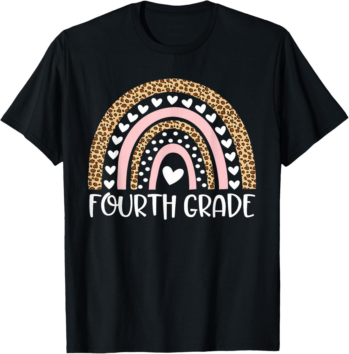 4th Grade Boho Rainbow Leopard Back to School Teacher Girl T-Shirt
