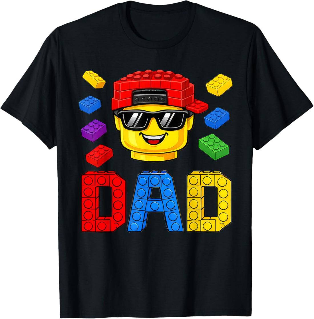 Family Dad Master Builder Building Bricks Blocks Fathers Day T-Shirt