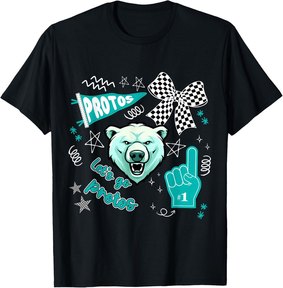 Let's Go Protos Retro Cheering School Spirit T-Shirt