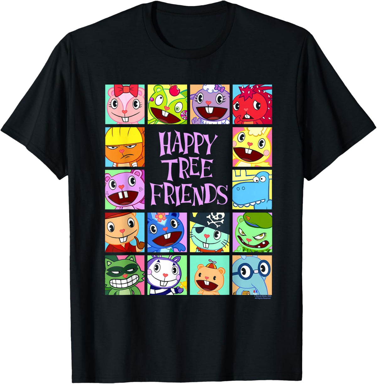 Happy Tree Friends Colorful Character Grid Retro Cartoon T-Shirt