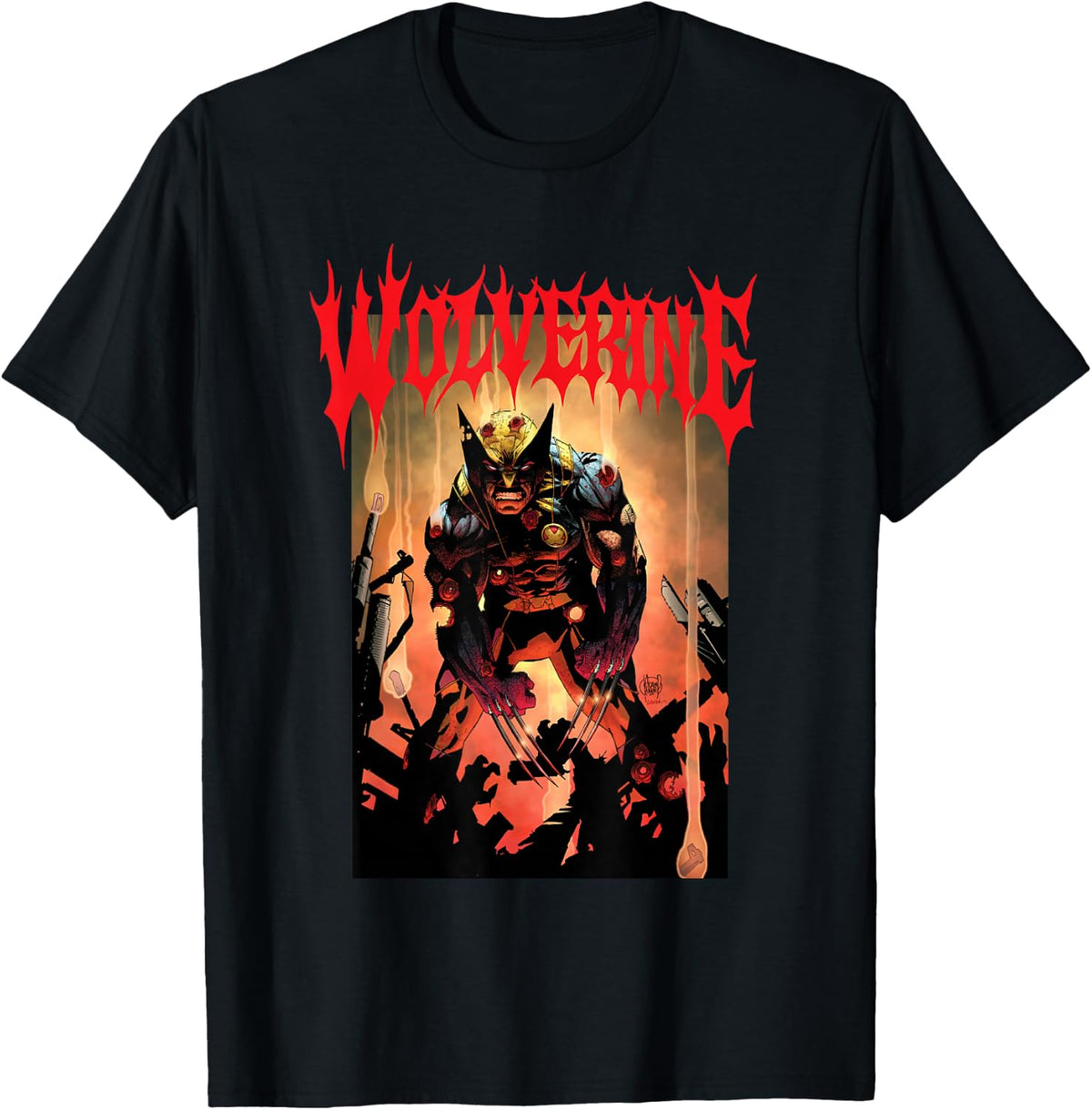 Marvel Comics X-Men Wolverine Battle Damaged Poster T-Shirt