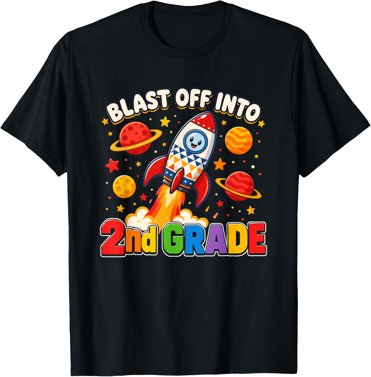 Blast Off Into 2nd Grade Back to School Space Rocket T-Shirt