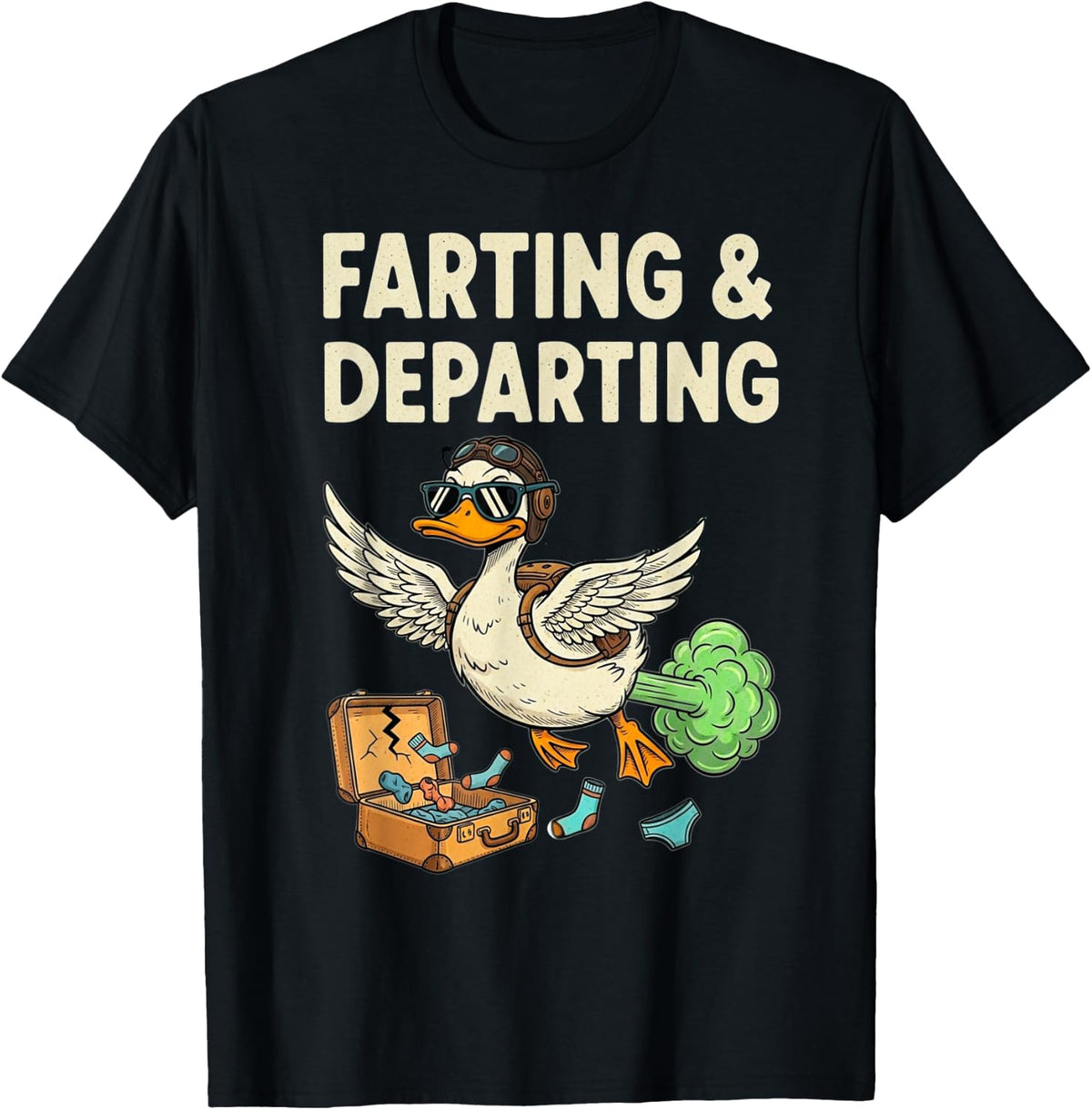 Funny Farting Duck Departing Travel Humor Airport Swap Ugly T-Shirt