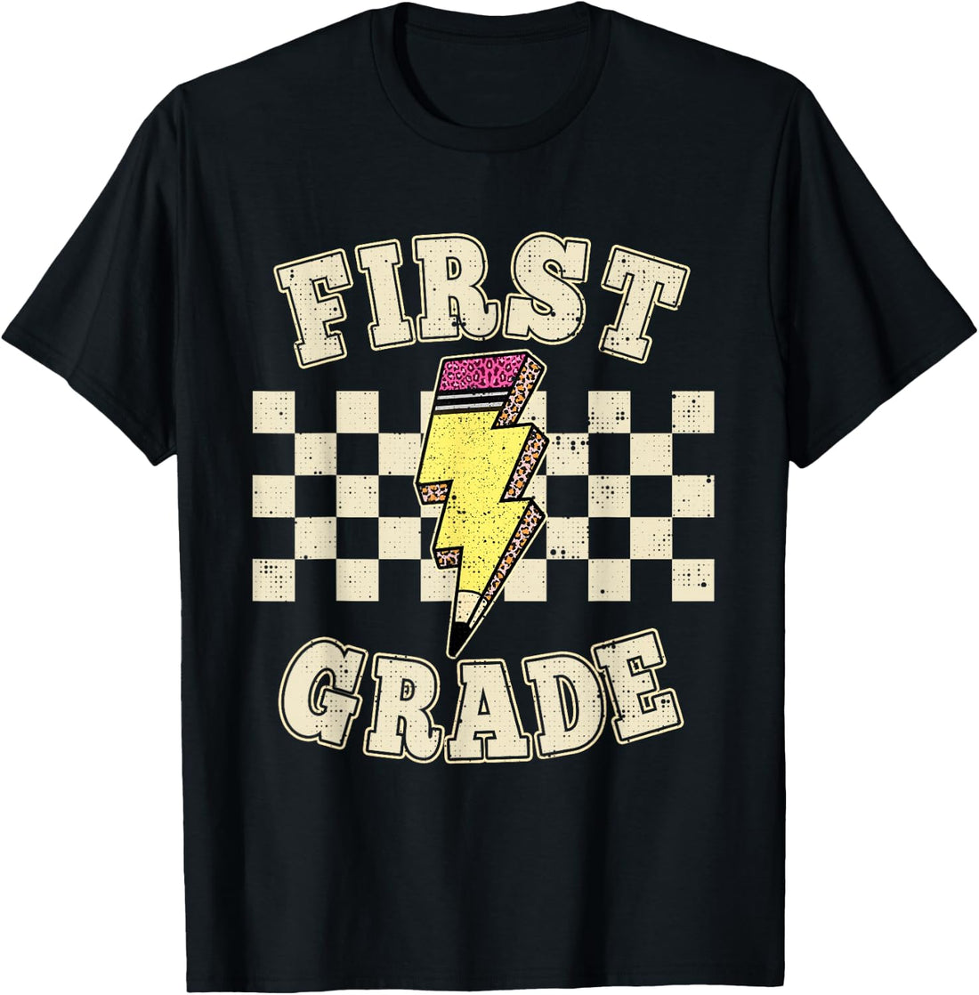 First Grade Lighting Bolt Pencil Retro 1st Grade Teacher T-Shirt