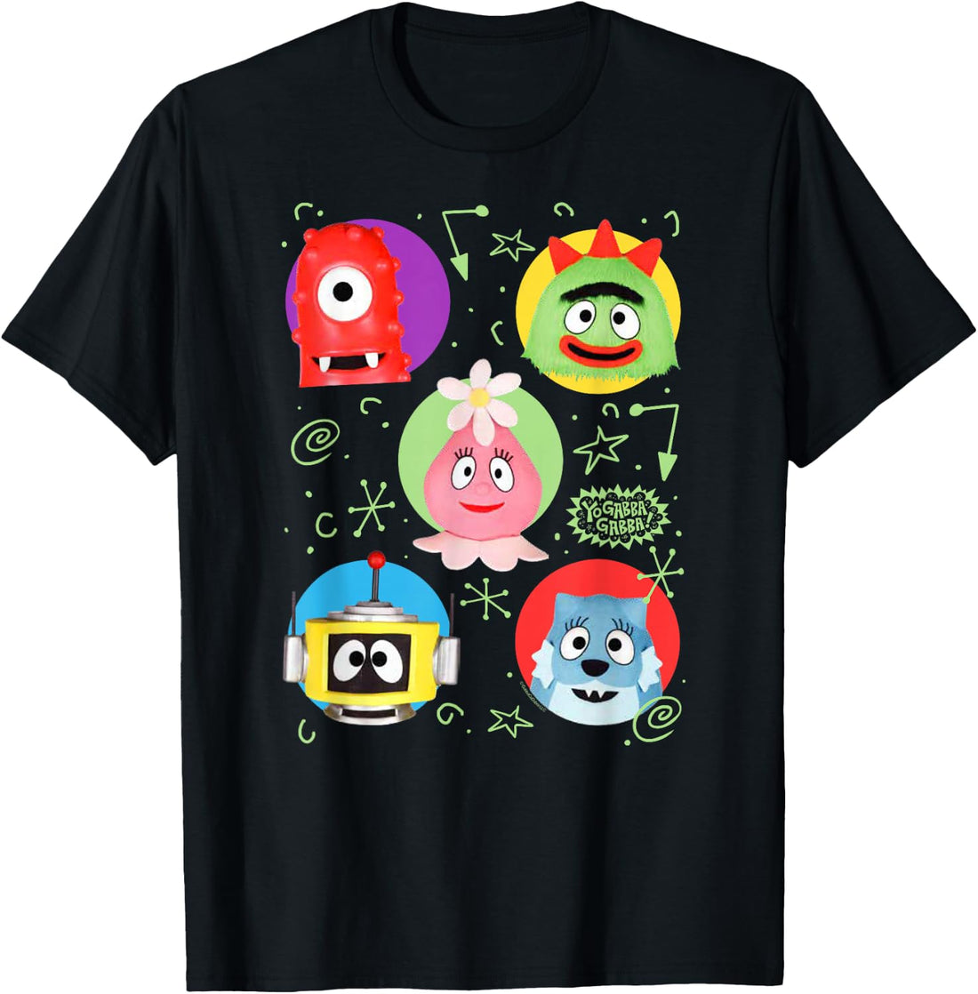 Yo Gabba Gabba! Colorful Friends with Doodles TV Show T-Shirt