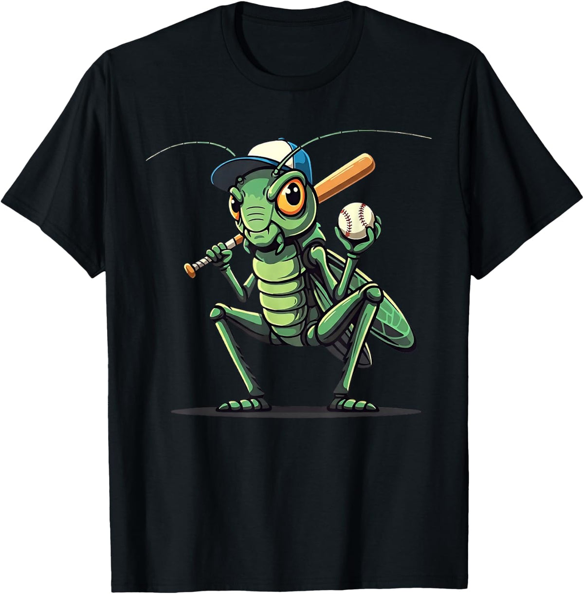 Baseball Grasshopper Insect Lover Mascot Baseball Player Bat T-Shirt