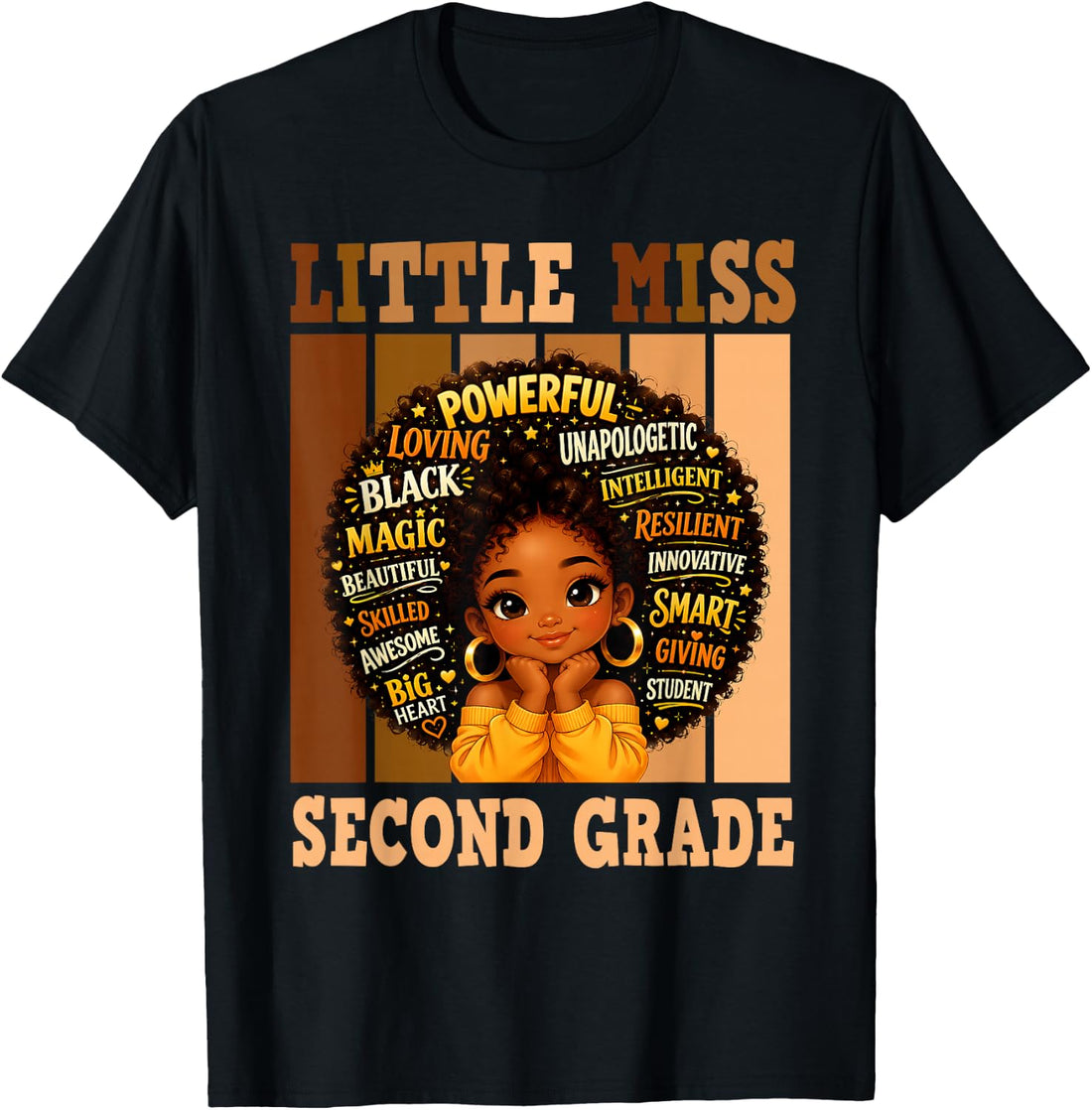 2nd Grade Black Girls Back to School Second Grade Melanin T-Shirt