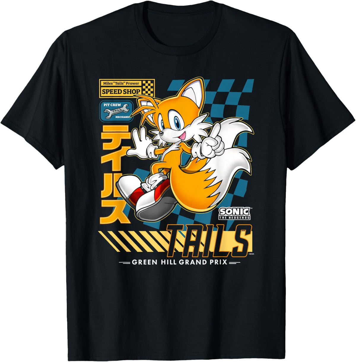 Sonic The Hedgehog Tails Green Hill Grand Prix Cool Poster T-Shirt