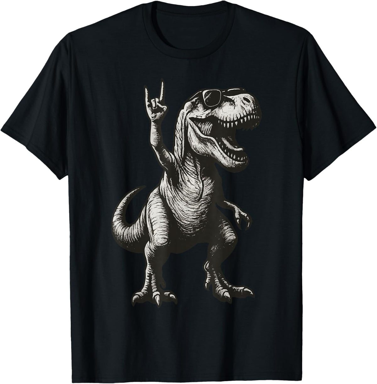 Cool Dinosaur Rock Sign Sunglasses T-Rex T-Shirt