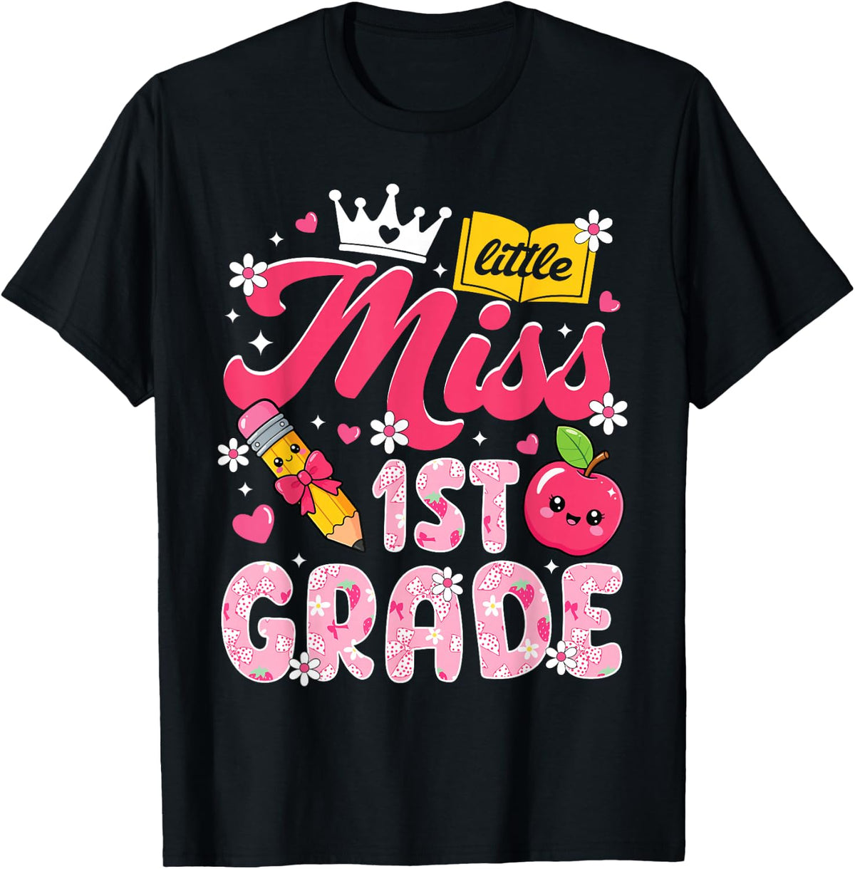 Cute Back to School First Day of First 1st Grade Girls Kids T-Shirt
