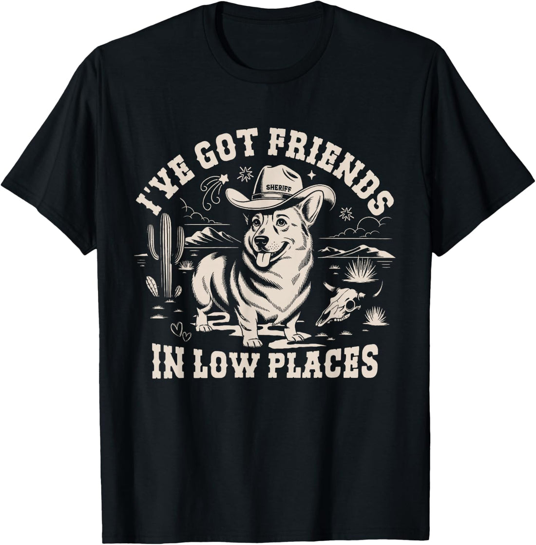 Vintage Western Cowboy Corgi Funny Saying I've Got Friends T-Shirt