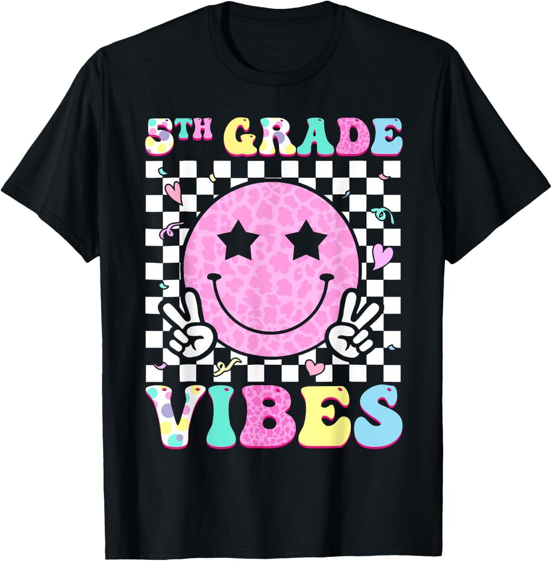 5th Grade Vibes Groovy Back to School Fifth Grade Girls Kids T-Shirt