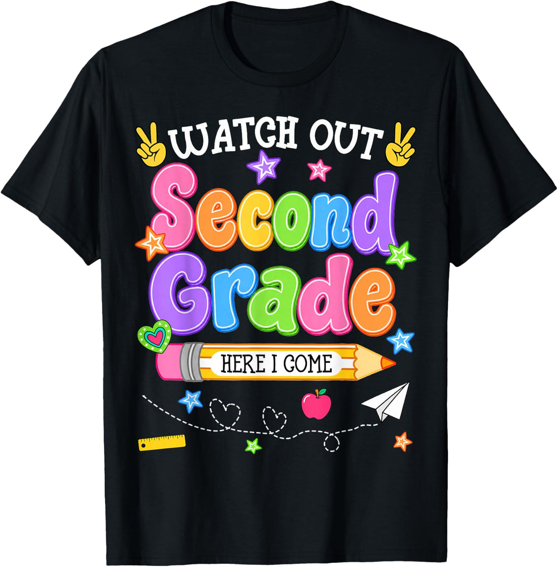 Watch Out Second Grade Here I Come Back to School Girl Kids T-Shirt