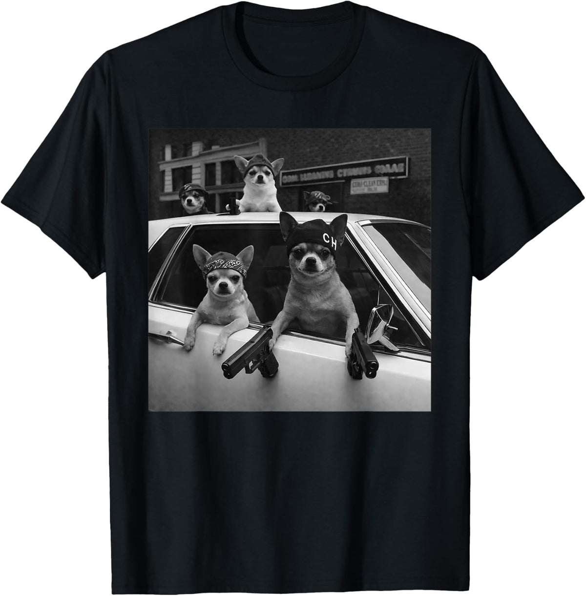 Funny Chihuahua Meme Chihuahua Gangster Dog Street Design T-Shirt