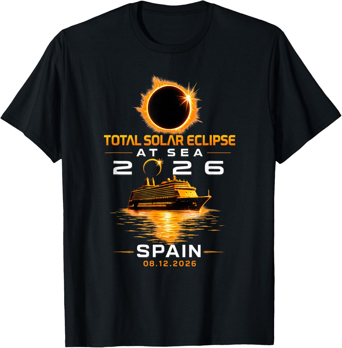 Spain Total Solar Eclipse 2026 At Sea Cruise T-Shirt