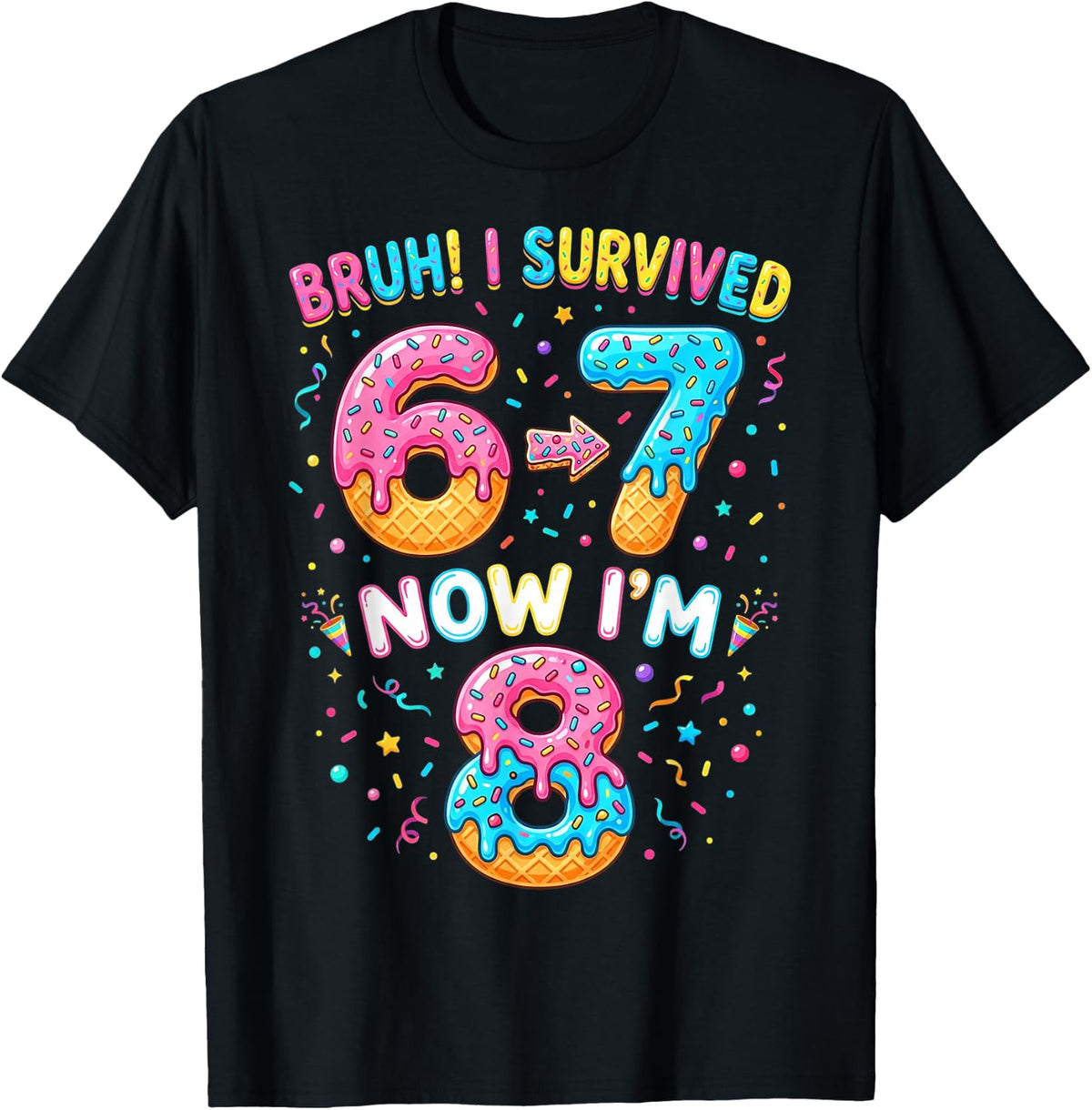 Bruh I Survived 6 to 7 Now Im 8 Birthday Gifts Boy Girl Kid T-Shirt