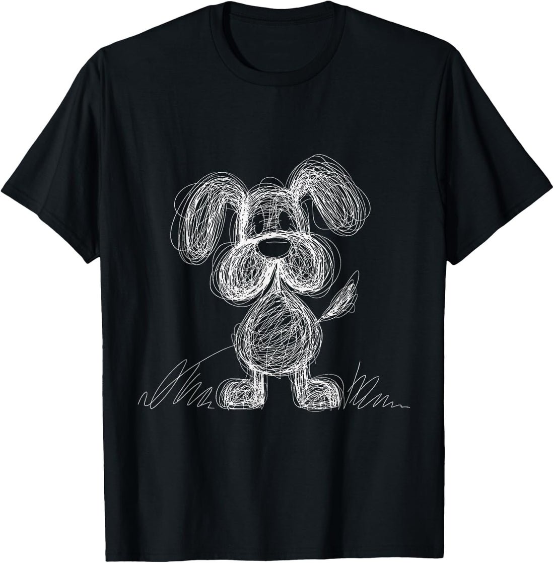 Cute Scribble Puppy Dog Doodle Cartoon Style T-Shirt