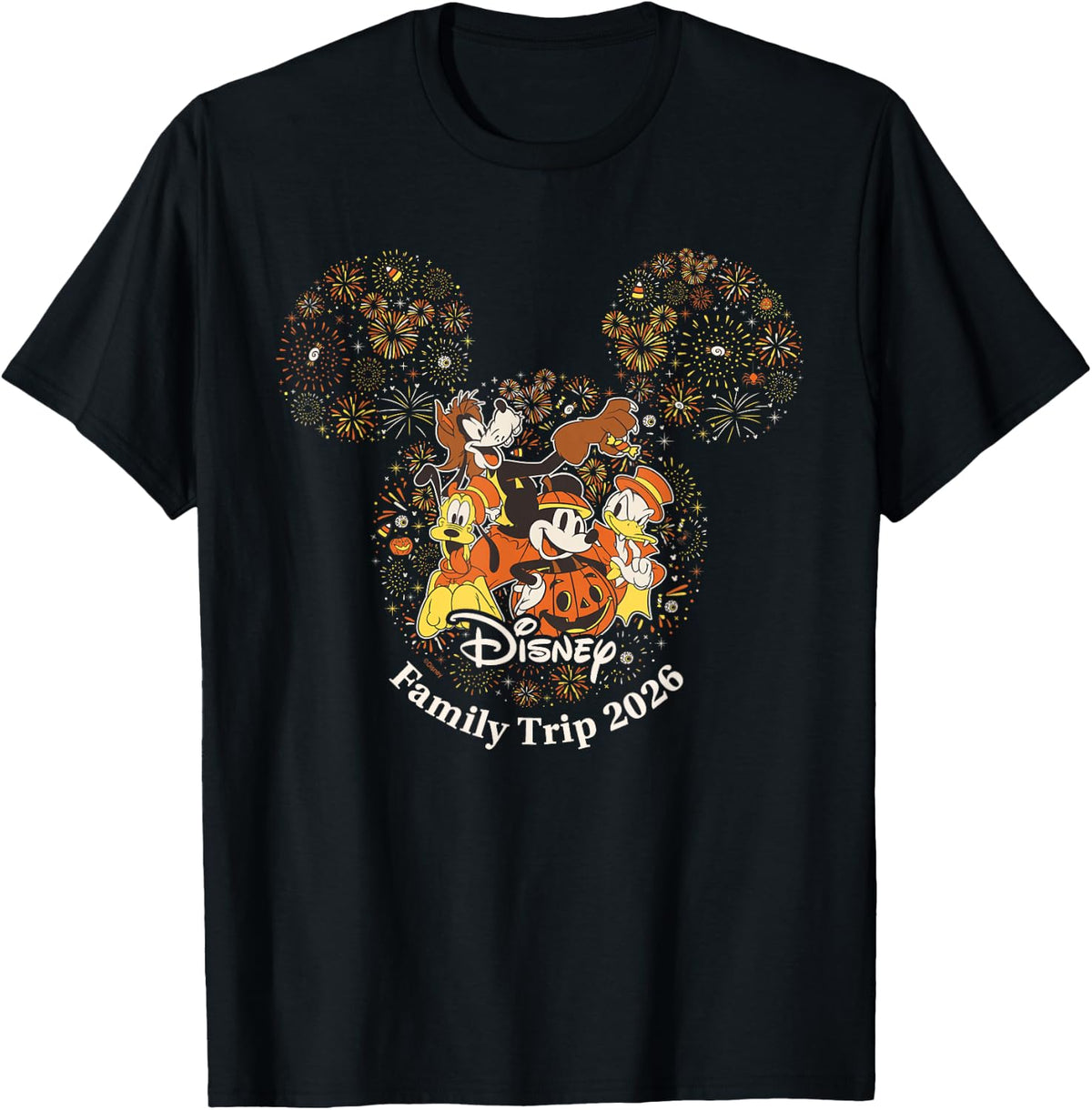 Disney Halloween Family Trip 2026 Mickey & Friends Fireworks T-Shirt