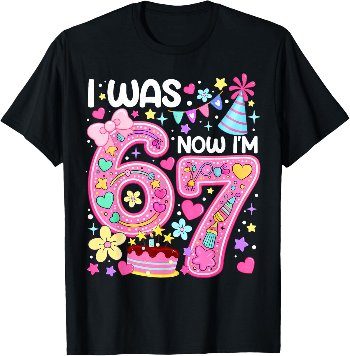 I was 6 Now Im 7 Coquette Heart Birthday Girl Kid T-Shirt