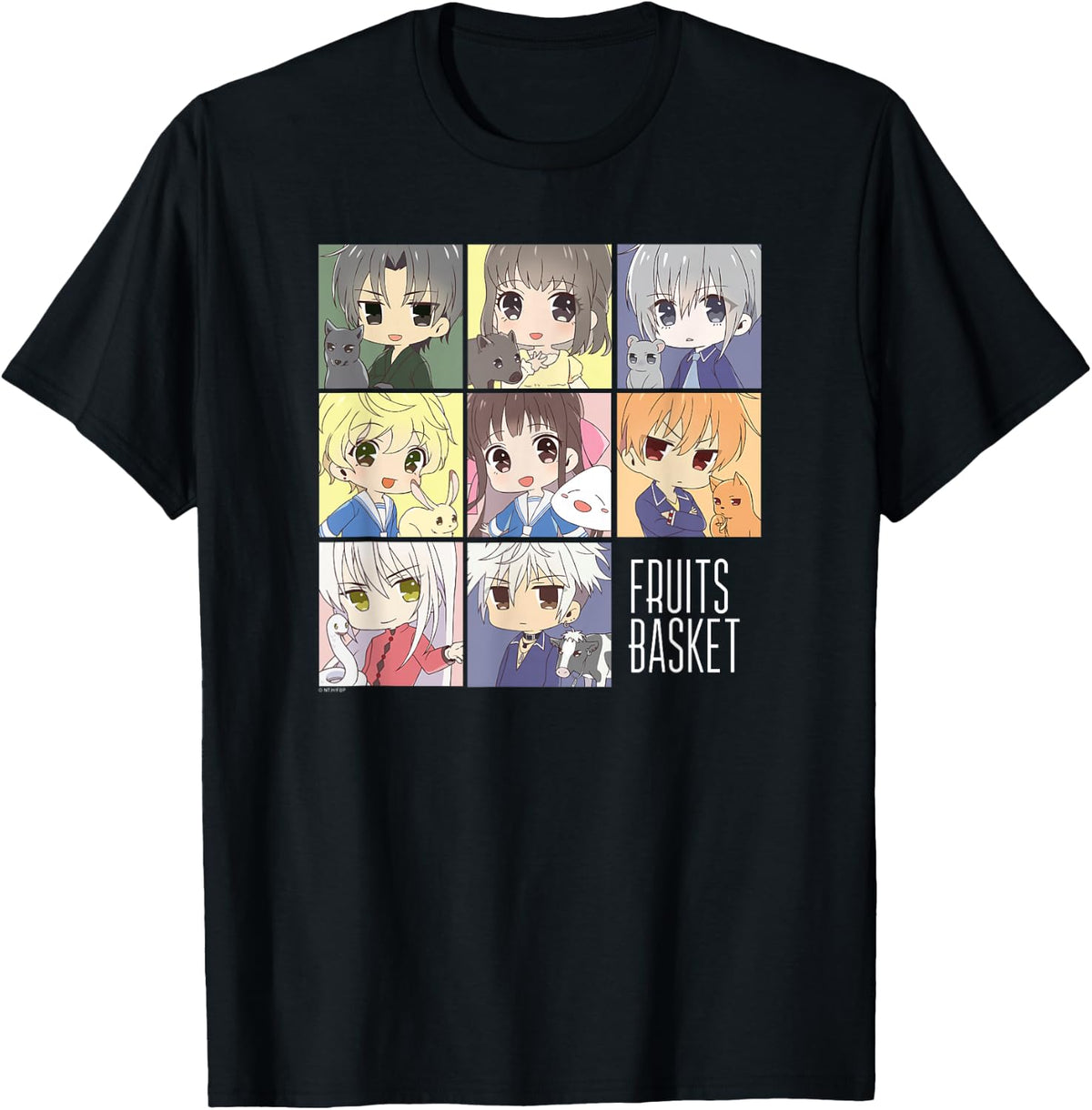 Fruits Basket Pastel Chibi Character Grid Anime T-Shirt
