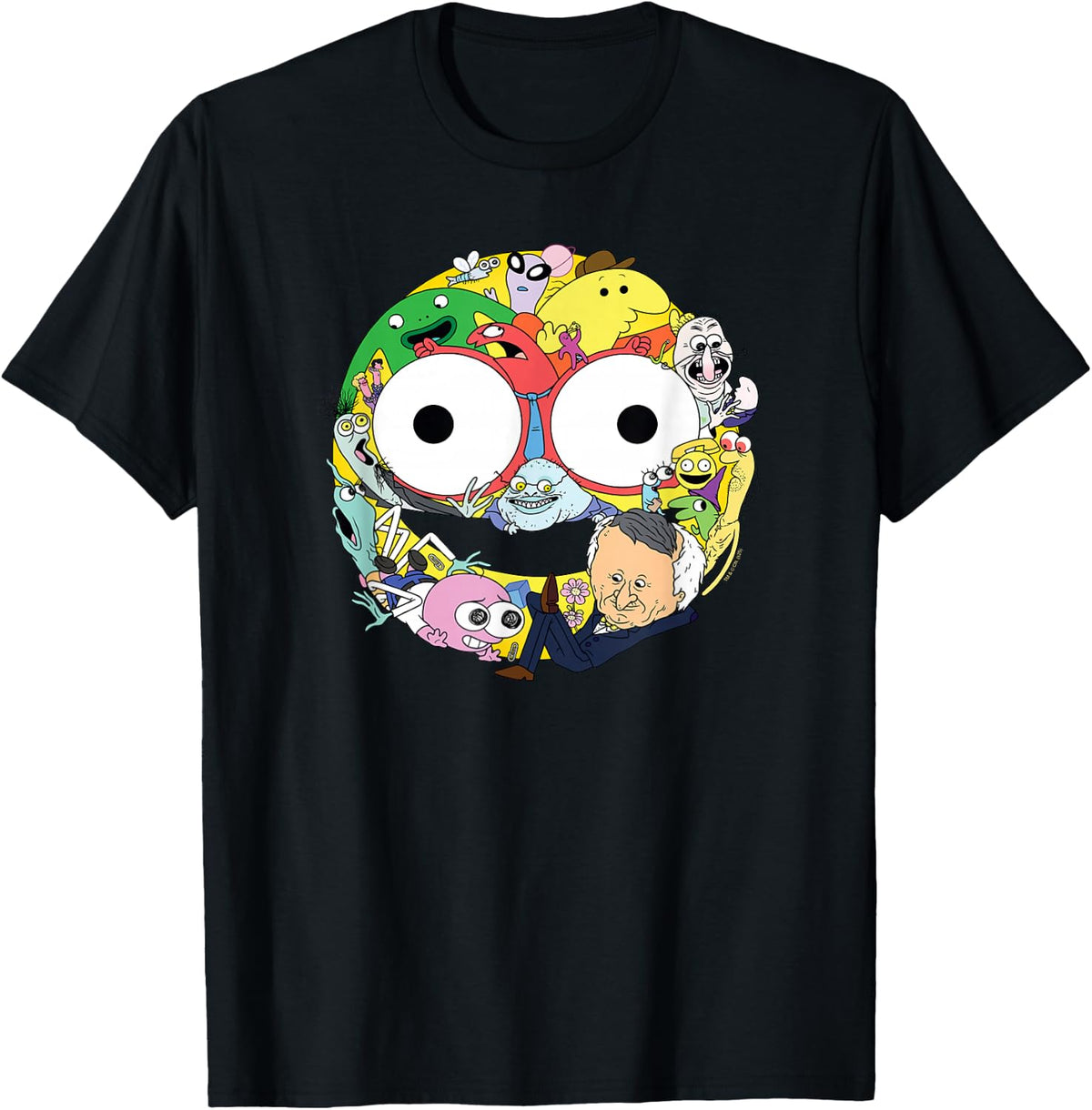 Smiling Friends Smiley Face Character Collage Funny Cartoon T-Shirt