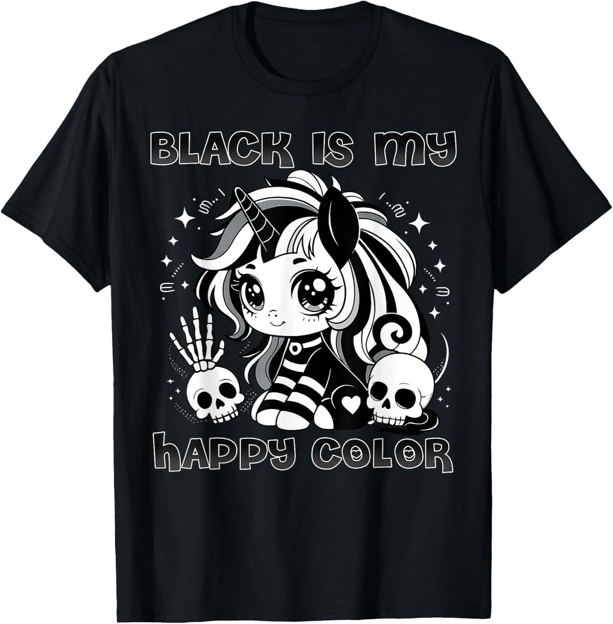 Goth Girl Black is My Happy Color Gothic Unicorn Emo Girl T-Shirt