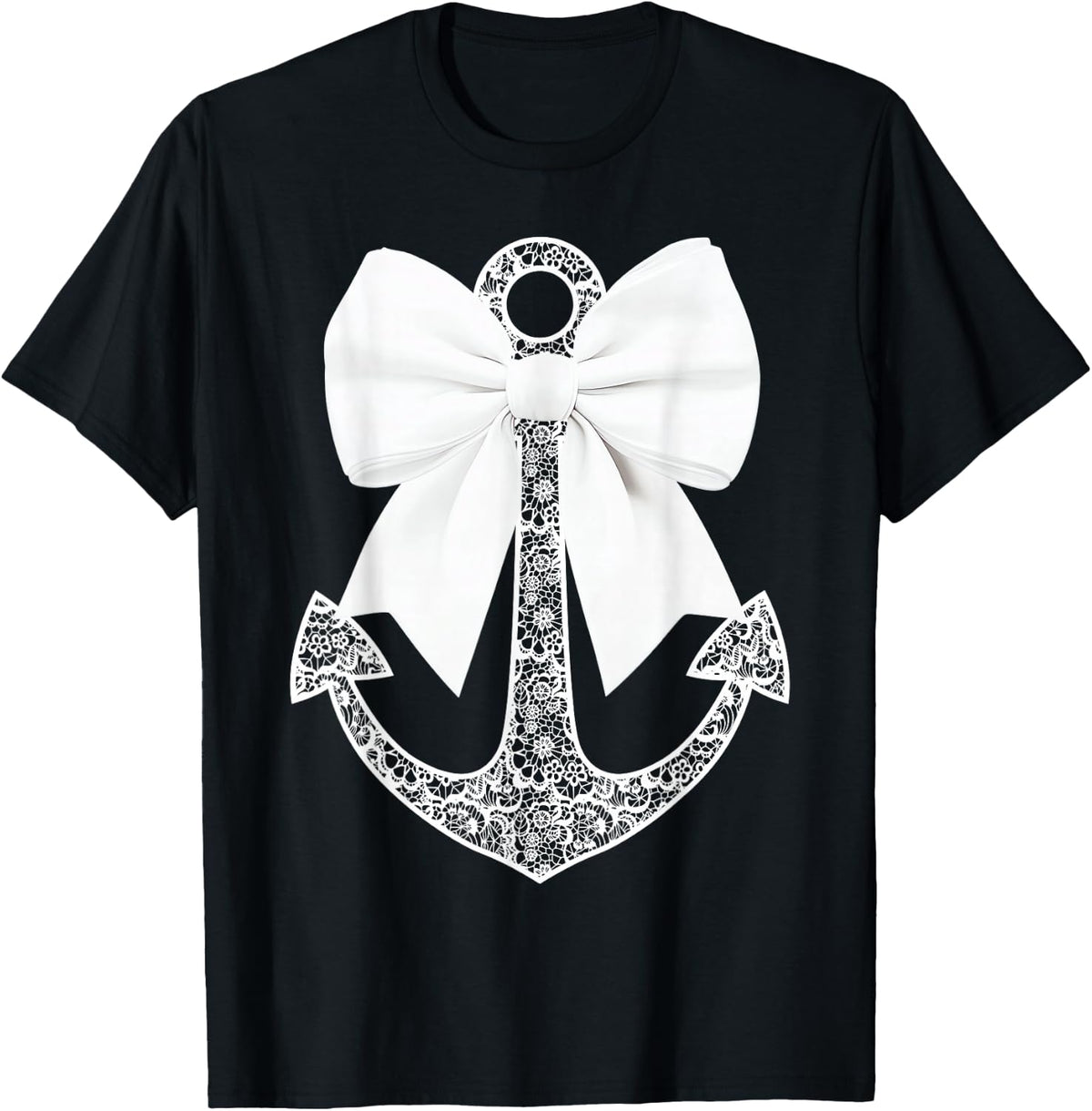 White Lace Bow Tie Nautical Cruise Anchor Boat Cruiser Lover T-Shirt