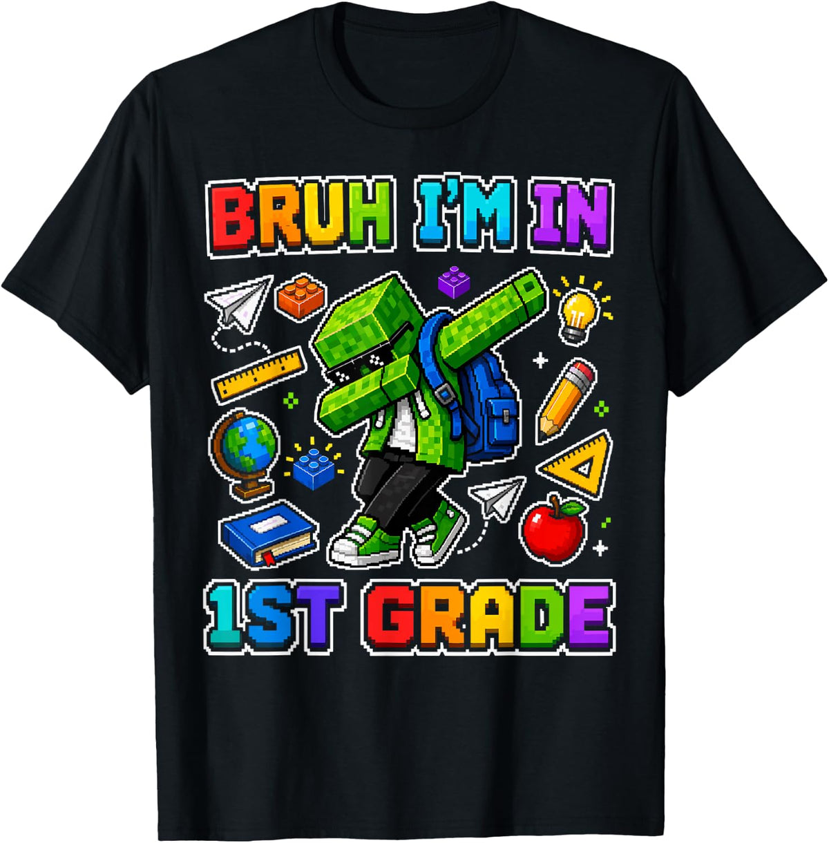 Bruh I'm in 1st Grade Dabbing Boys Kids Gamer Back to School T-Shirt