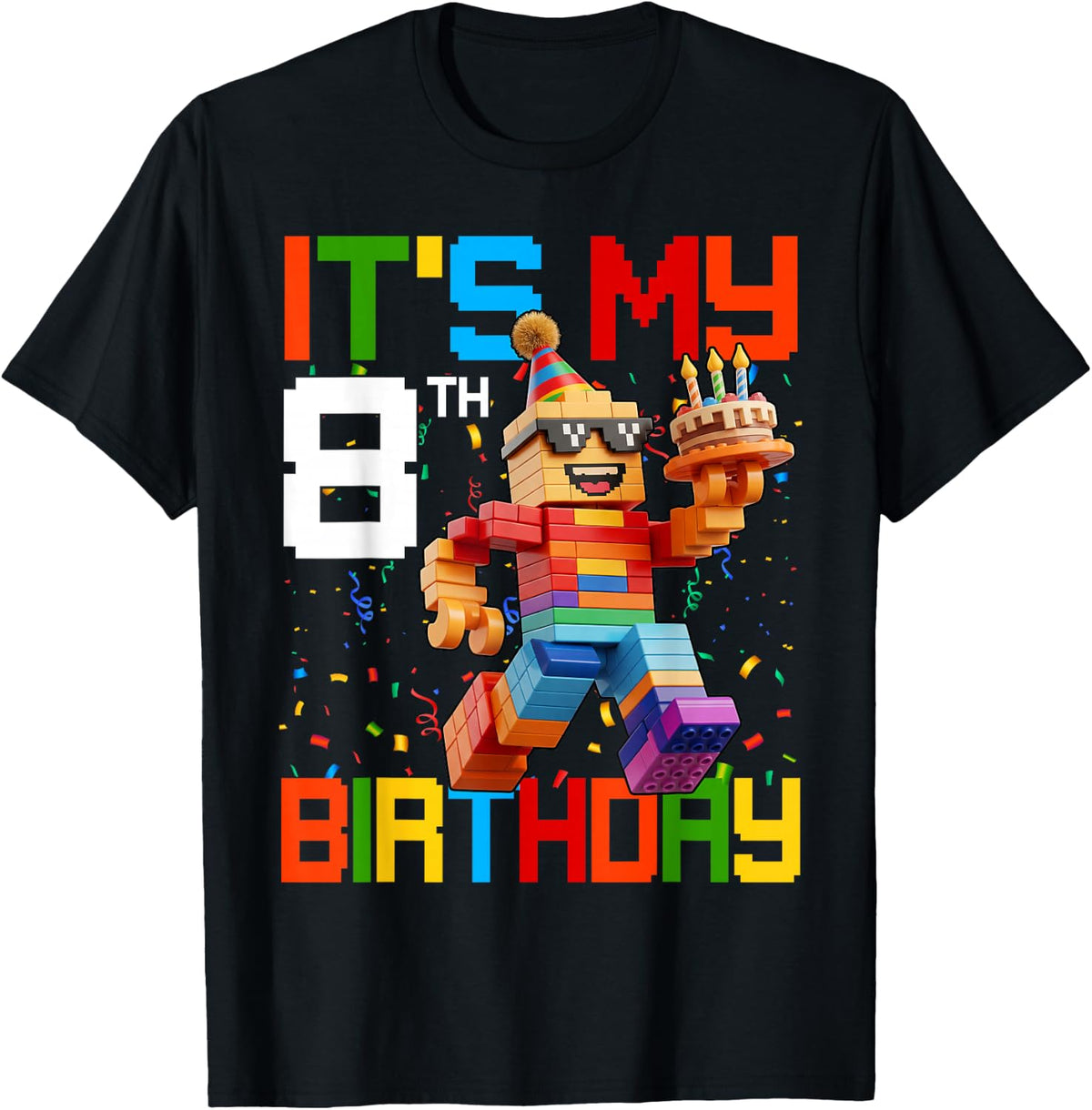 It's My 8th Birthday Boys Building Brick 8 Years Old Kids T-Shirt