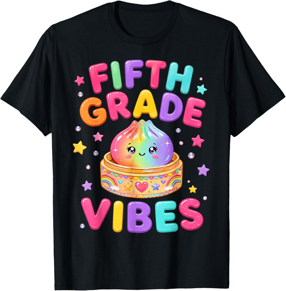 Cute Kawaii Dumpling Fifth Grade Vibes Back to School Kids T-Shirt