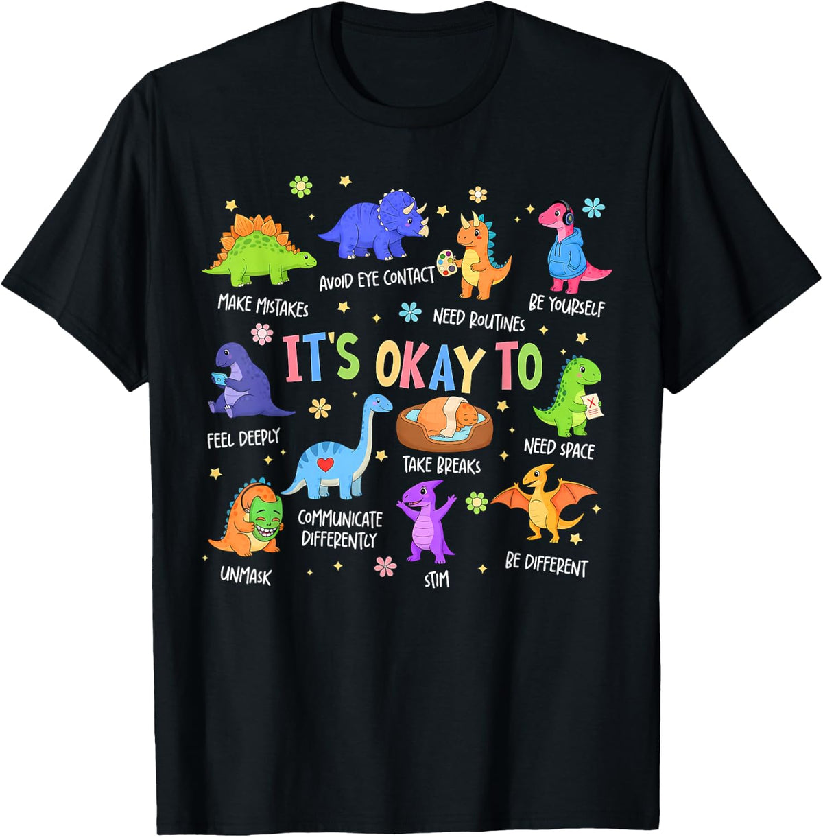 It’s Ok to Be Different Autism Dinosaur Autism Awareness T-Shirt