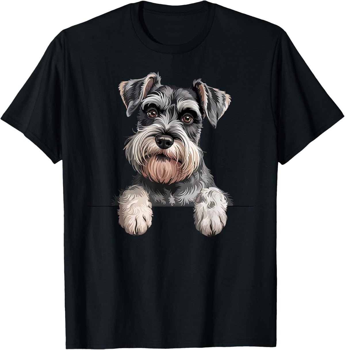 Schnauzer Funny Peeking Pocket Puppy Dog Lover T-Shirt