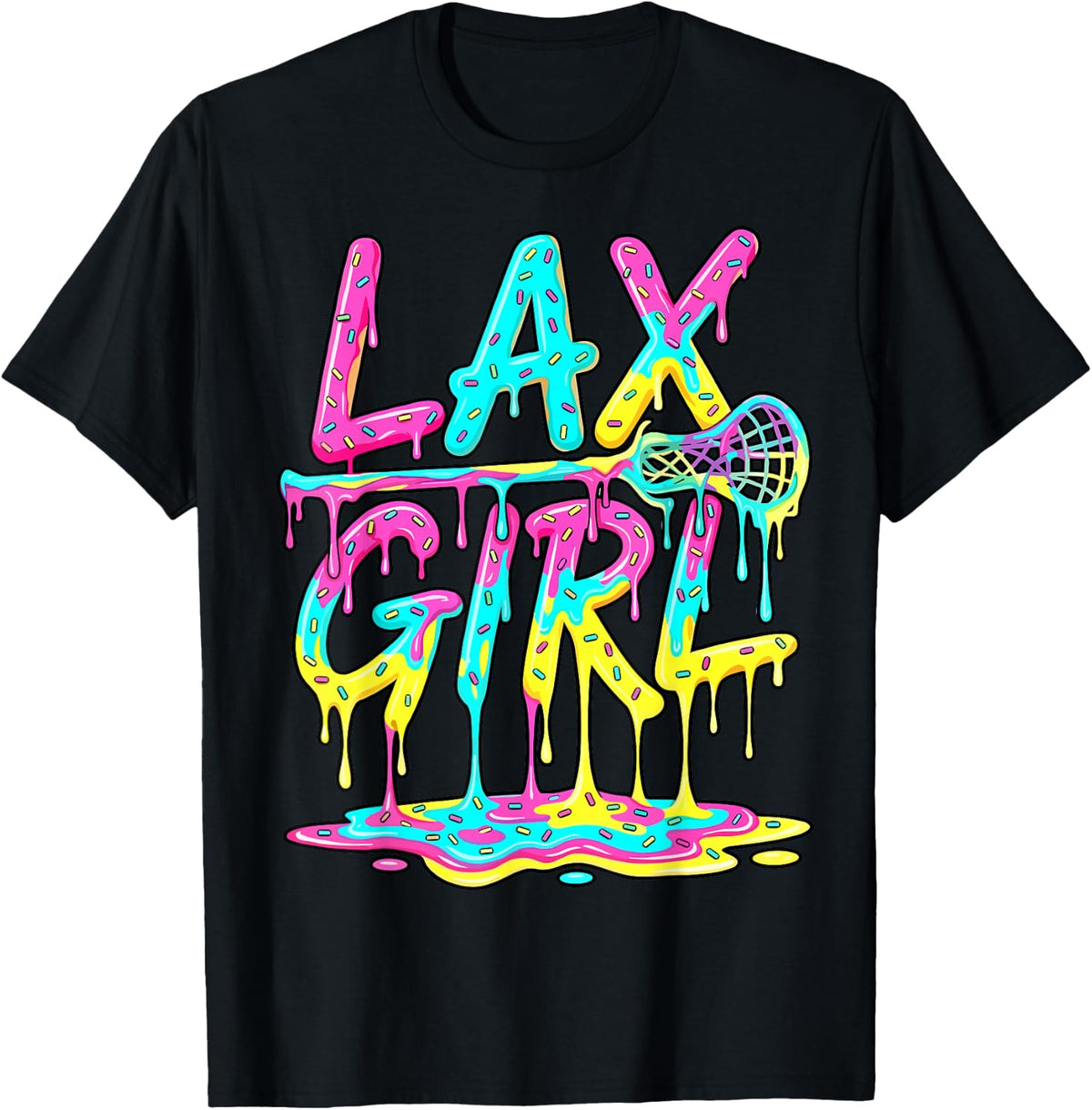 Lax Girl Lacrosse Ice Cream Funny Drip T-Shirt