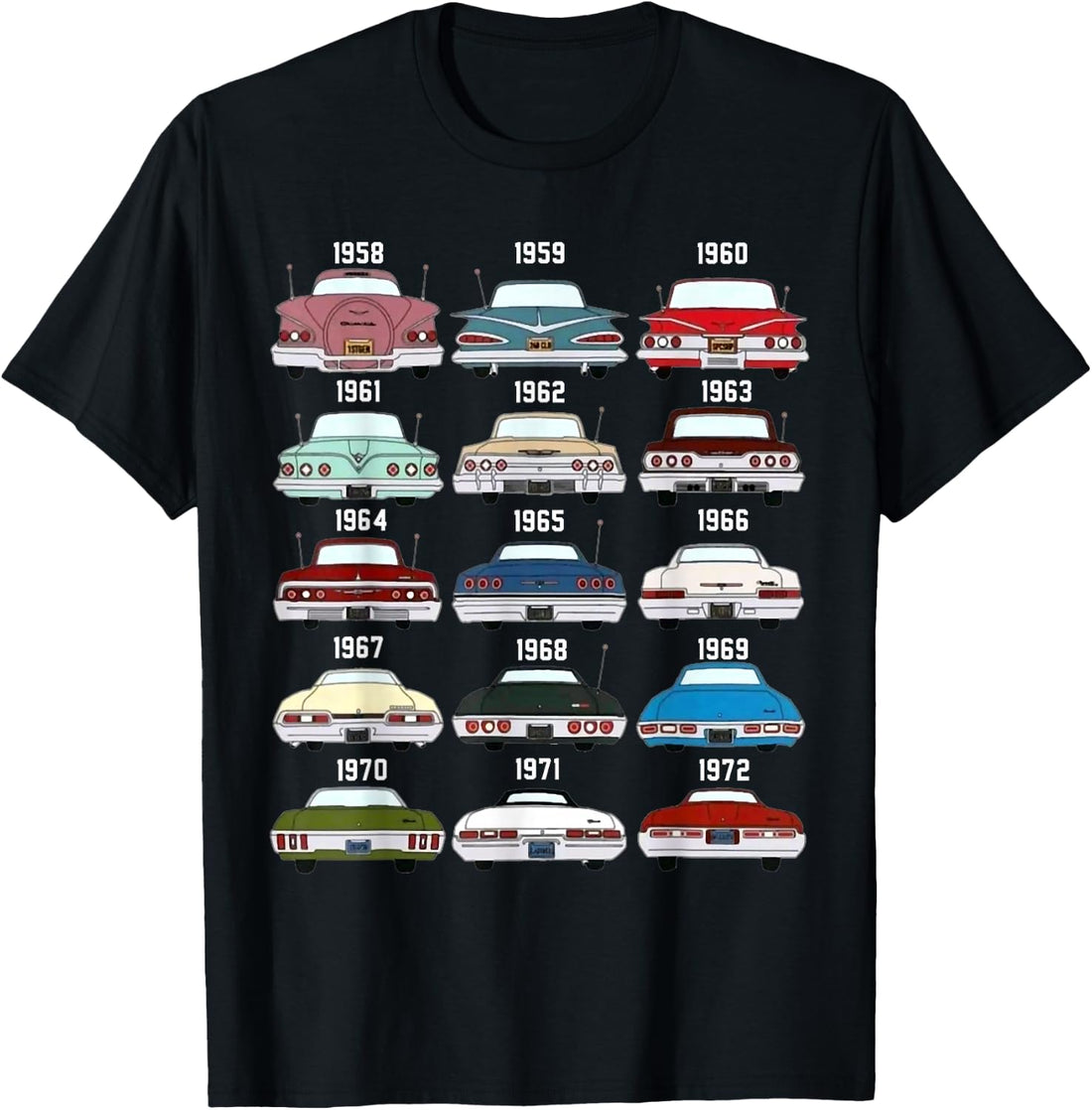 59 61 62 3 64 65 67 69 Evolution of Impala Hot Rod Vintage T-Shirt