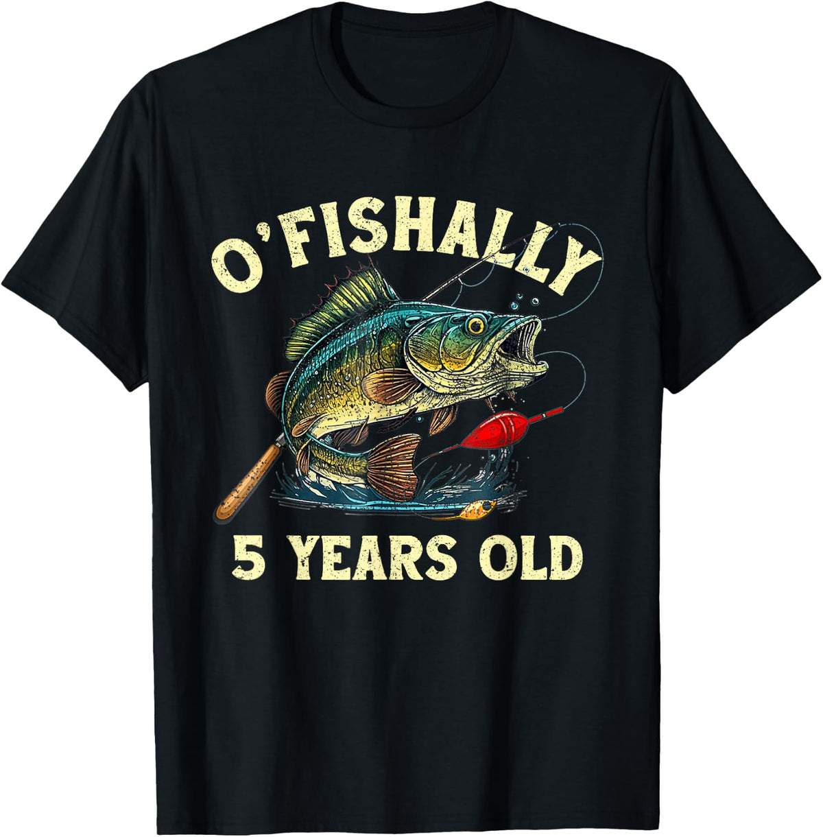 Vintage O'Fishally 5 Years Old Fishing 5th Birthday Boy T-Shirt