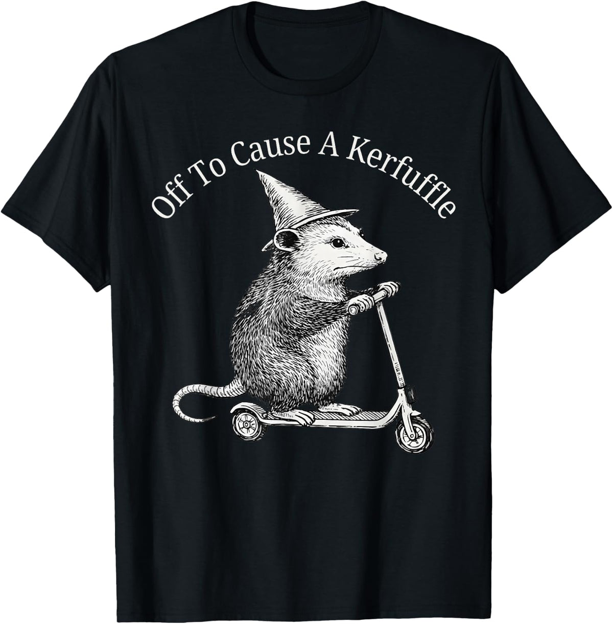 Funny Shirts Possum Off to Cause A Kerfuffle Vintage Meme Tees T Shirts for Men and Women