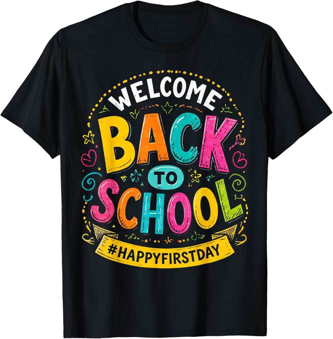 Welcome Back to School Colorful First Day Design for Kids T-Shirt