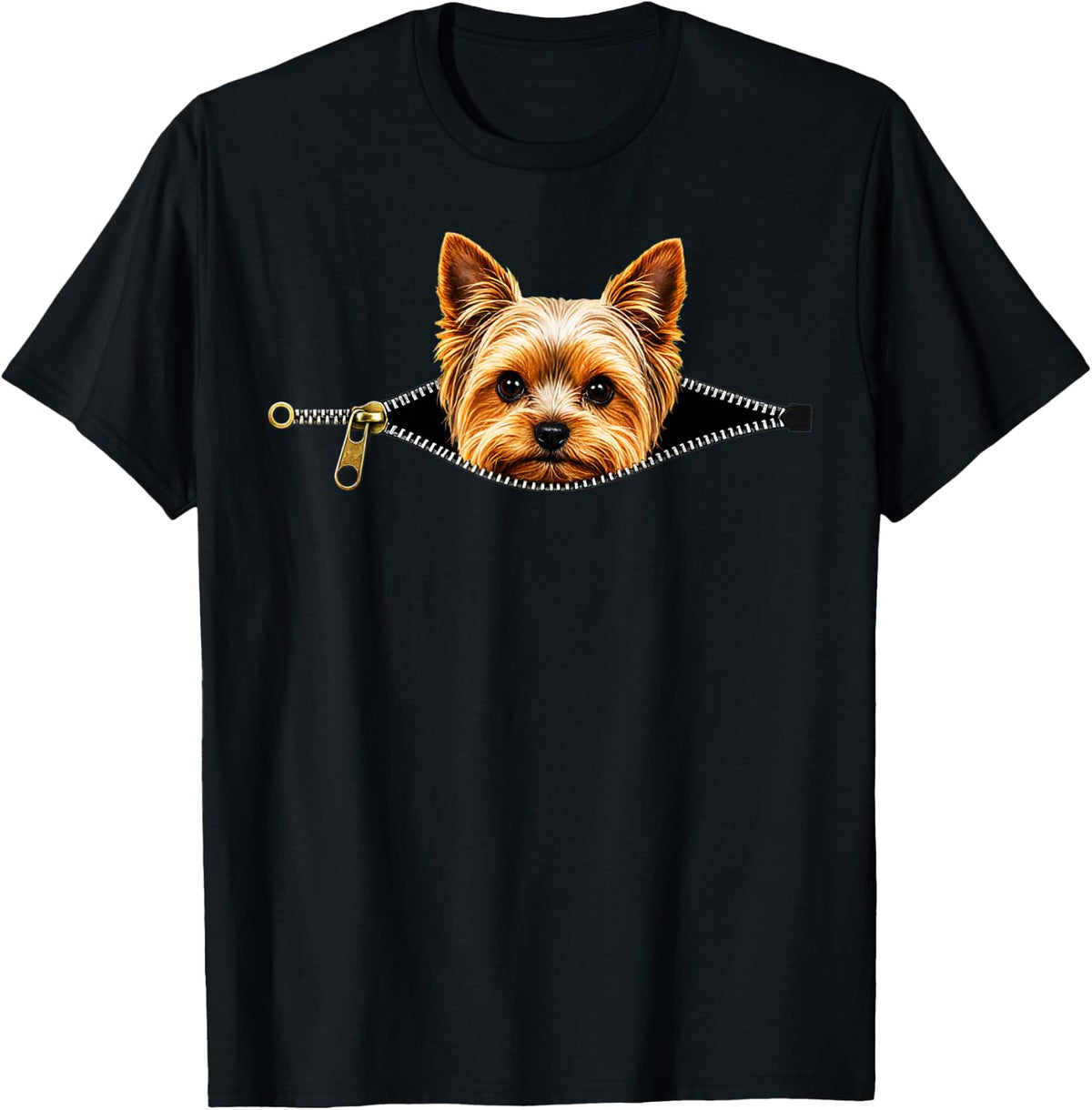 Lovely Yorkshire Terrier Zipper Graphic Art T-Shirt
