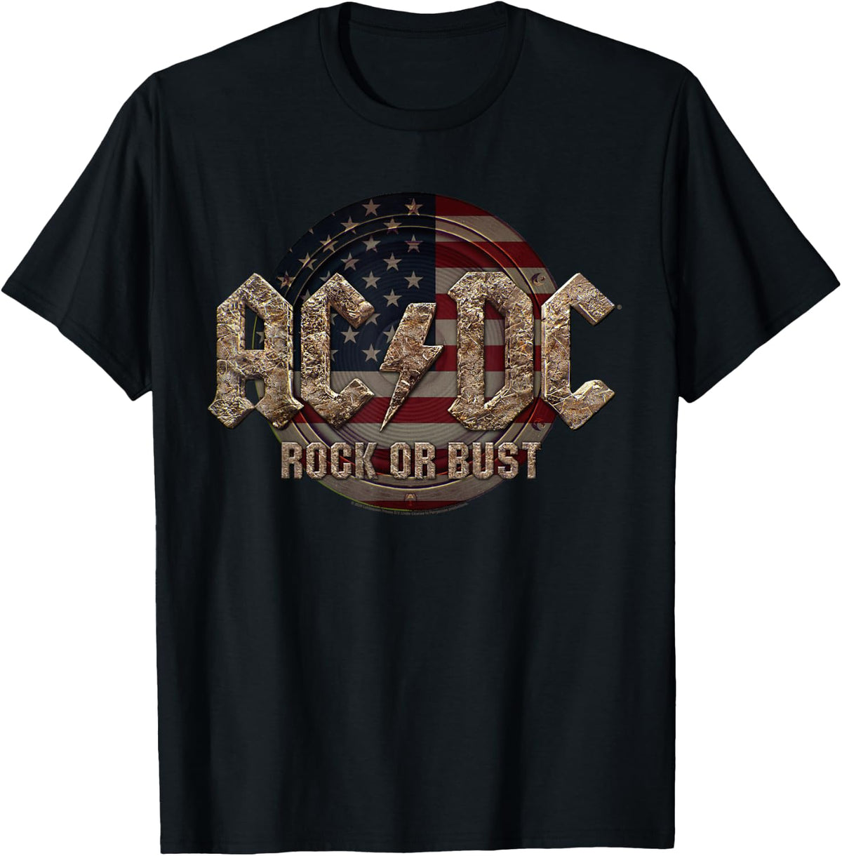 Official AC/DC Rock or Bust US Flag 4th of July Rock T-Shirt