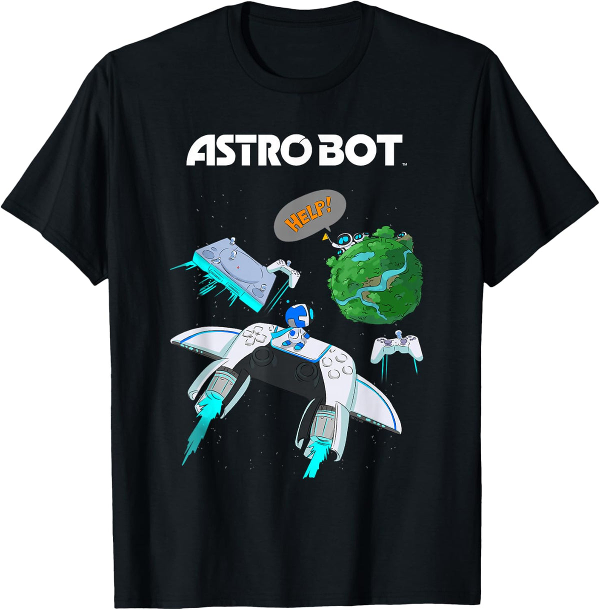 Astro Bot Controller and Console Rescue Mission Video Game T-Shirt