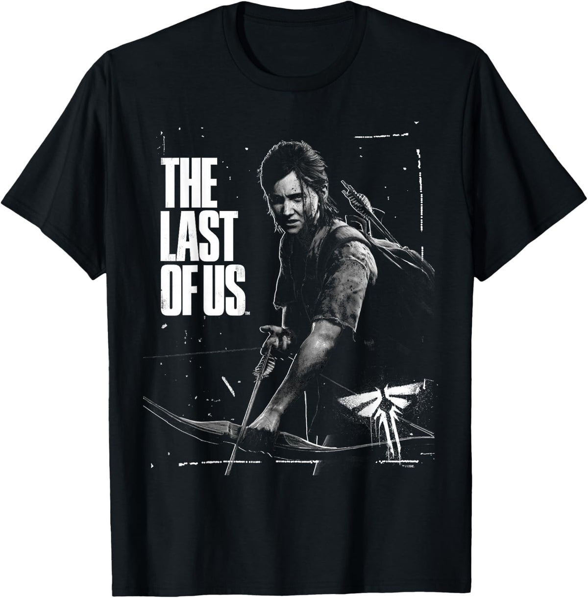 The Last of Us Ellie Readys Bow Black and White Portrait T-Shirt