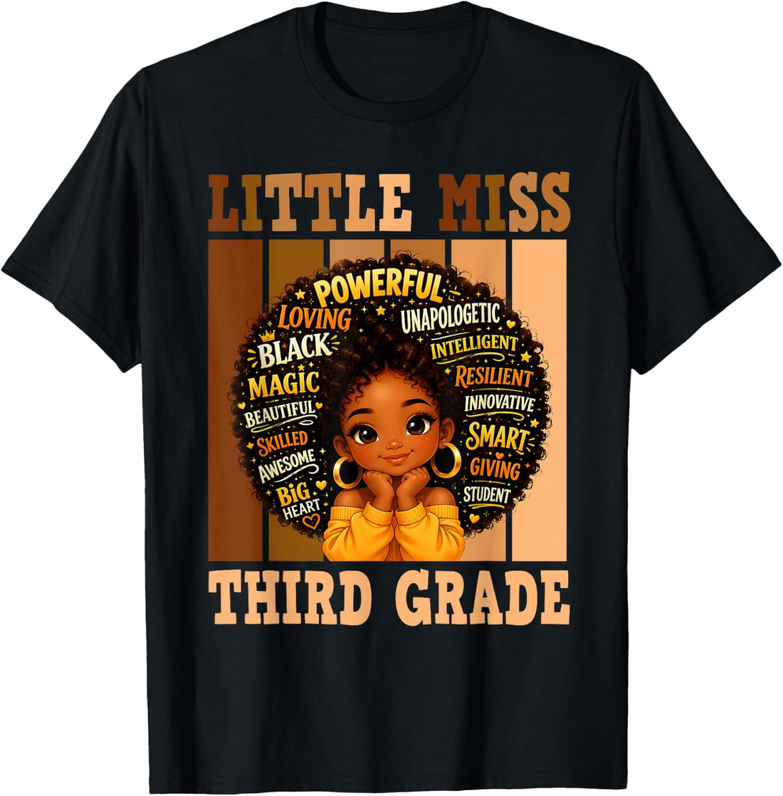 3rd Grade Black Girls Back to School Third Grade Melanin Kid T-Shirt