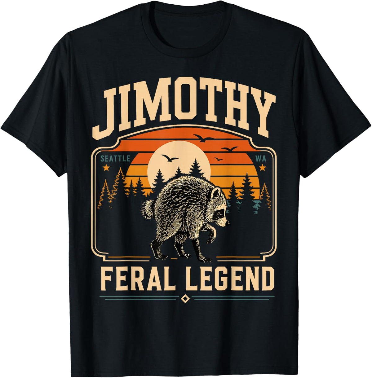 Retro Jimothy Raccoon Funny Seattle Meme Feral Animal T-Shirt