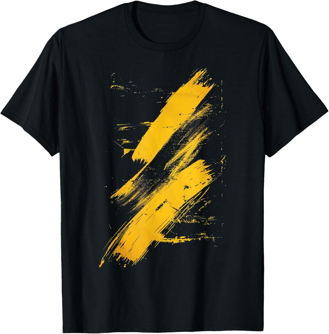 Yellow and Black Brushstrokes Graphic T-Shirt
