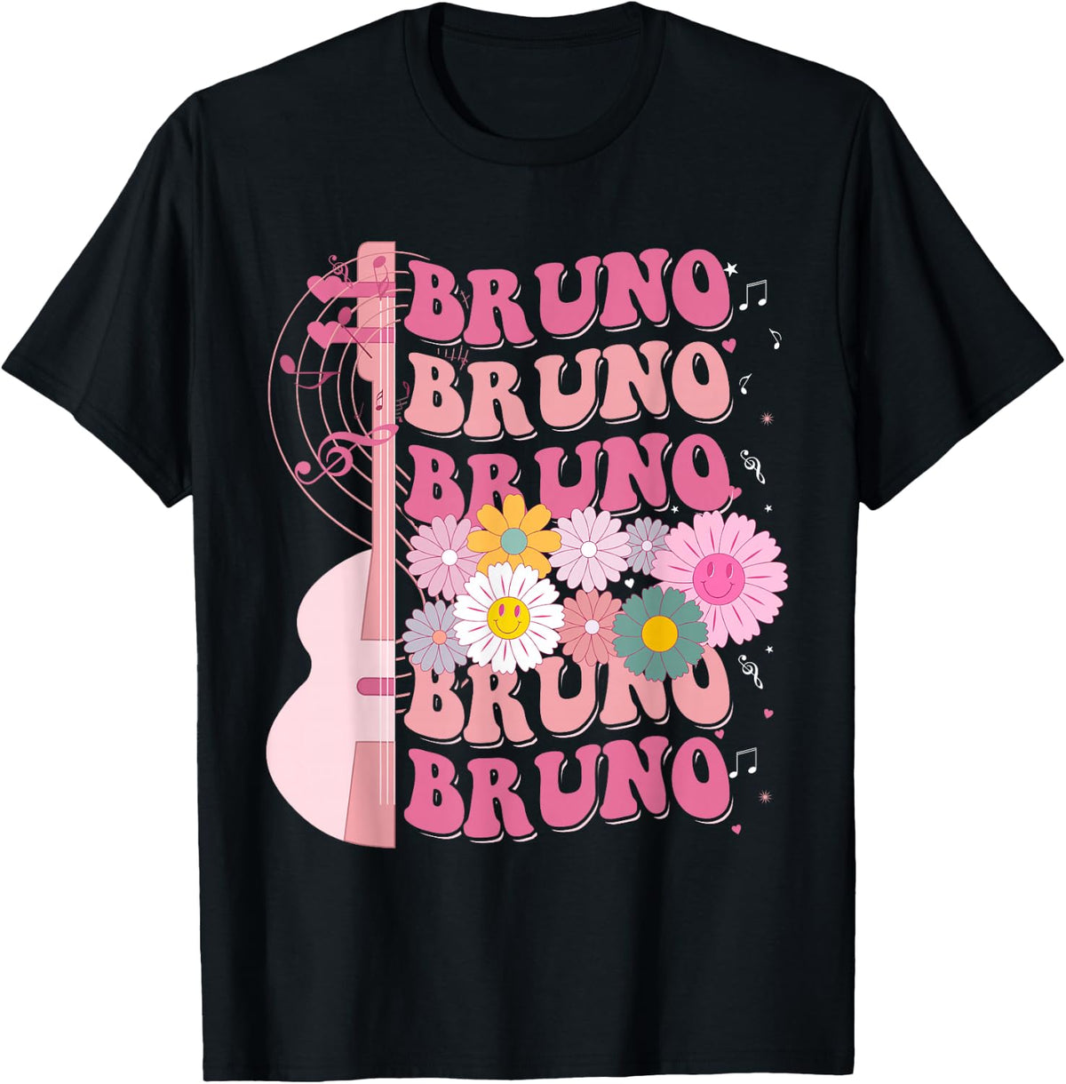 Girl Retro Bruno First Name Personalized Groovy 80's T-Shirt