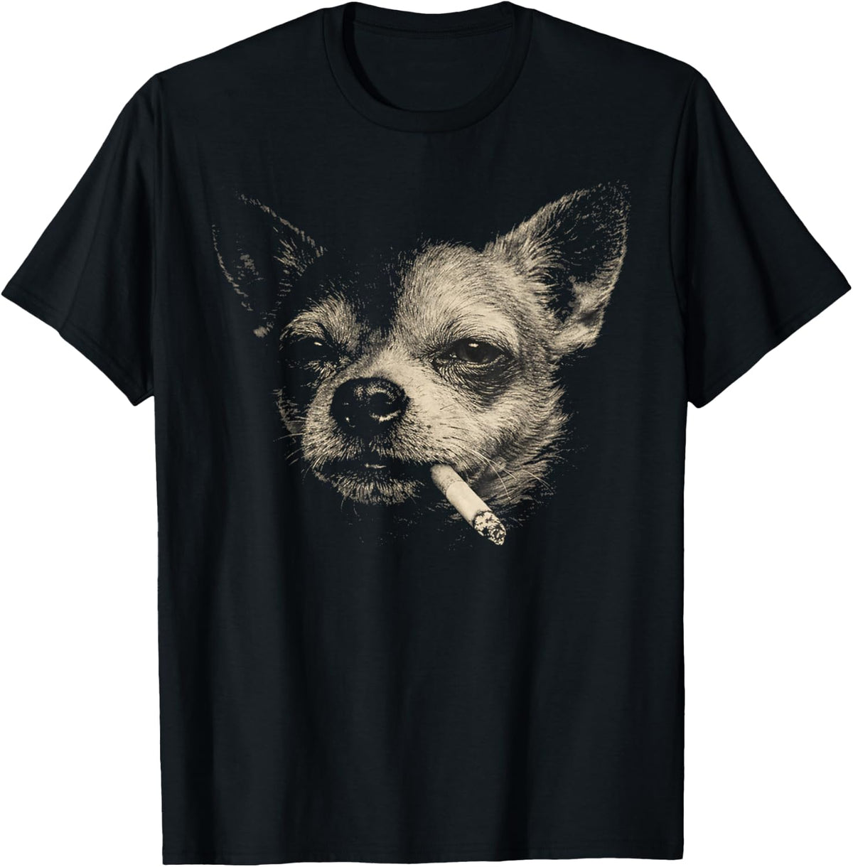 Funny Smoking Chihuahua Vintage Y2K Grunge Dog Graphic Tee T-Shirt